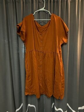 Rust Color Organic Cotton Mini Dress 2X